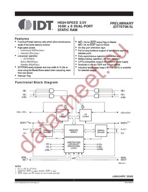 IDT70T05L20PF datasheet  